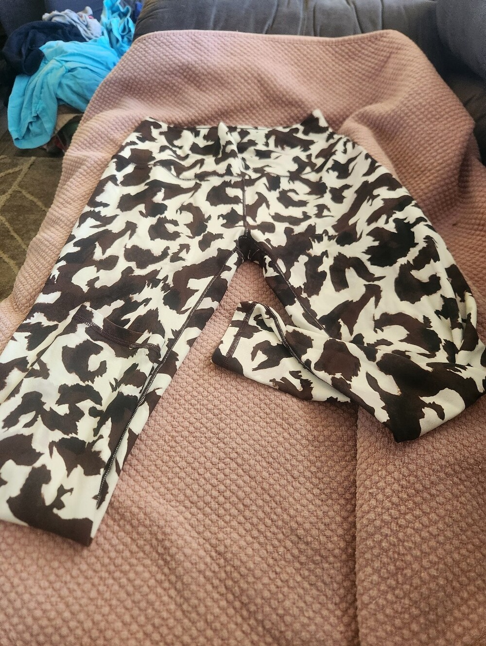 Calia Cow Print Leggings - Brown & White